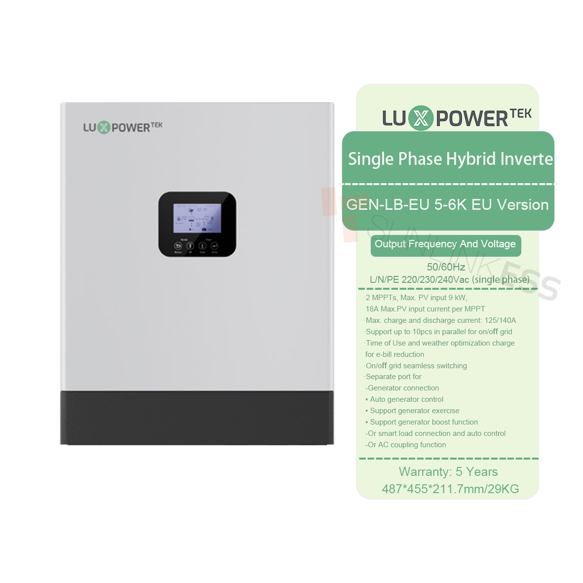 Luxpower gen-lb-EU 3-6K hybride zonne-energie-omvormer